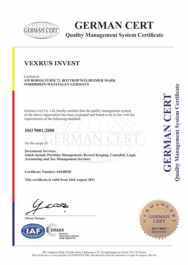 Stock Coin Exchange ISO Certificate